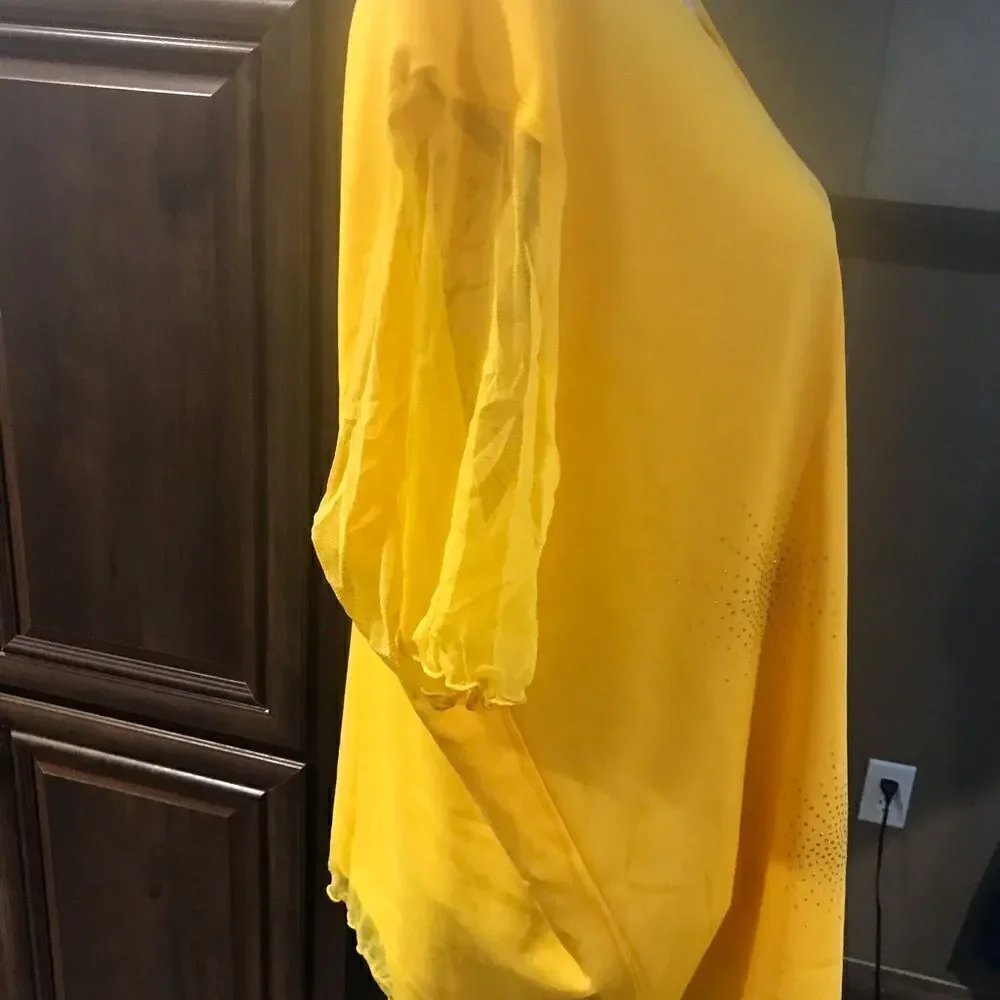 Giorgio Fiodine Yellow Blouse Plus Size Womens 26 28 NWT - Picture 15 of 16
